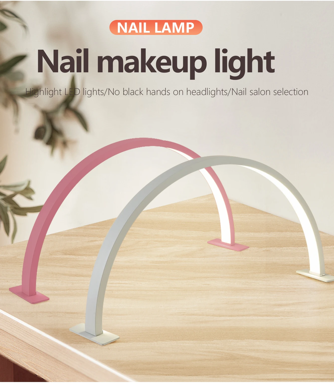 Half Moon Light, 20in 20W Halve Maan Nagellamp met Telefoonclip, Professionele Verlichting voor Manicure, Pedicure, Tatoeage, 3200-5600K (EU- stekker 100-240V