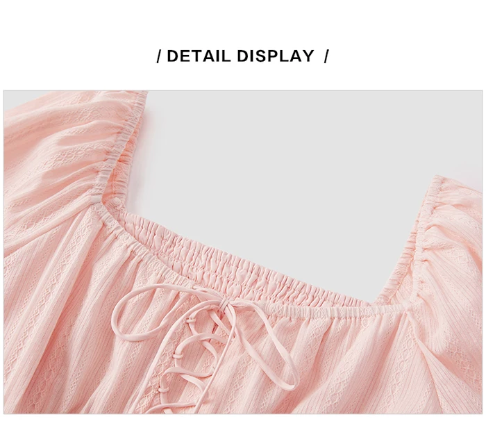 Vestido de mujer con diseño de orillo fibroso, nuevo vestido de verano retro de cuello cuadrado estilo palacio, vestido corto