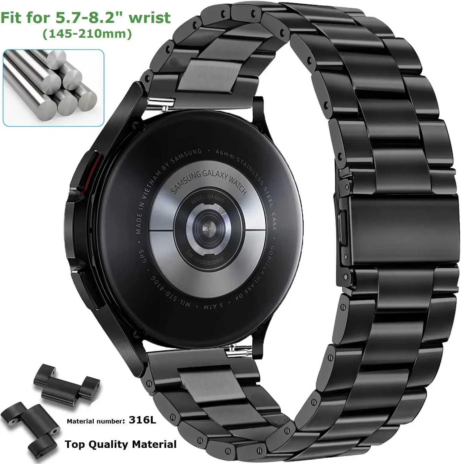 20mm Stainless Steel Metal Watch Strap Bracelet Band