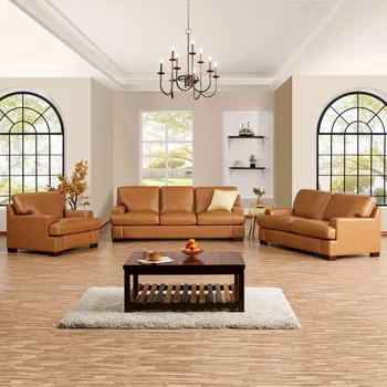 Luxury Genuine Leather Sofa Set 1