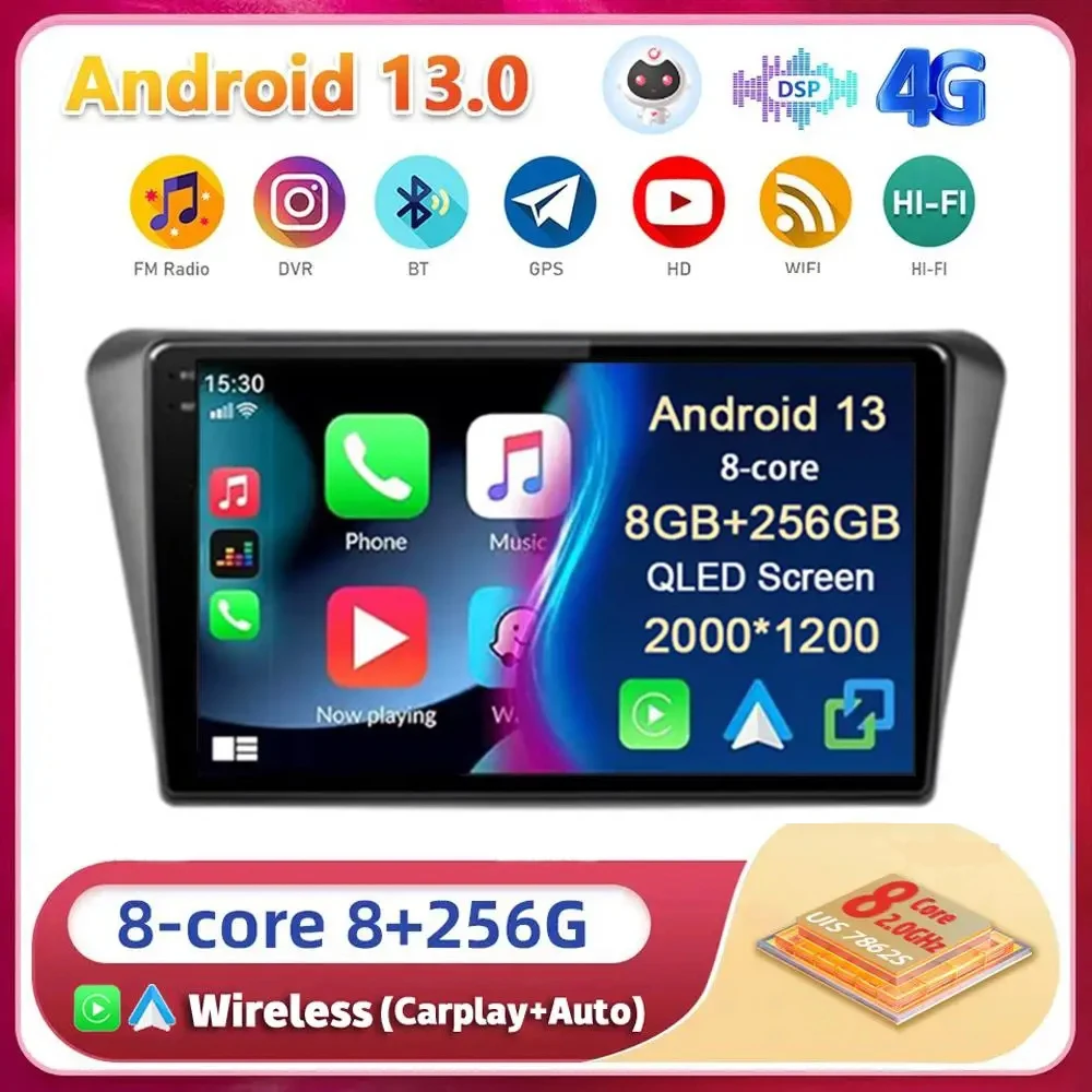 

Автомагнитола Carplay 2DIN на Android 13 с поддержкой Wi-Fi и 4G для Peugeot 408, 2014, 2015, 2016, 2017, 2018, мультимедийный плеер с GPS