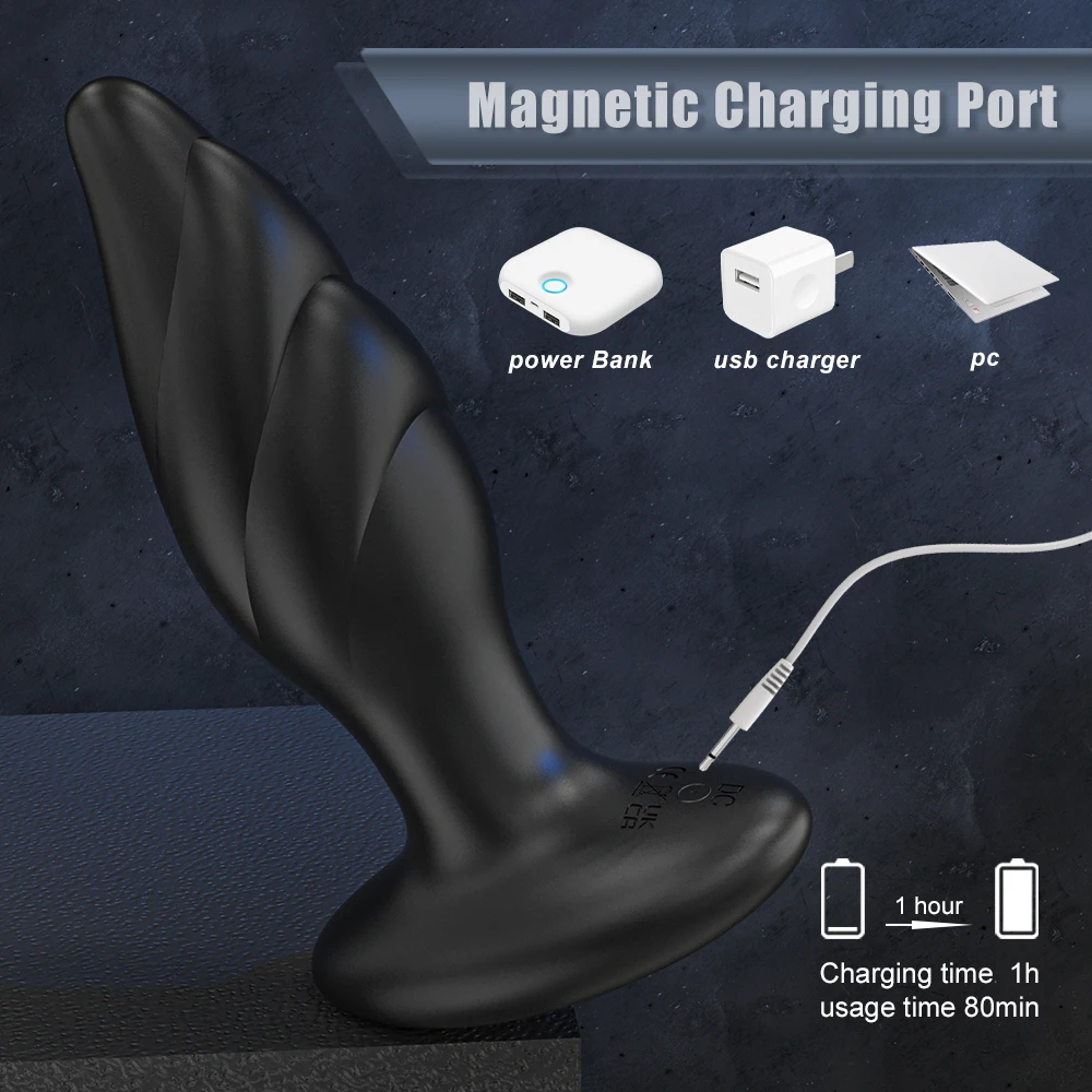 Anal Prostata Massager Rotation Vibrator Vibrationer Perlelegetøj til mandlig onani, bærbar silikone Anal Butt Plug_voghion.com