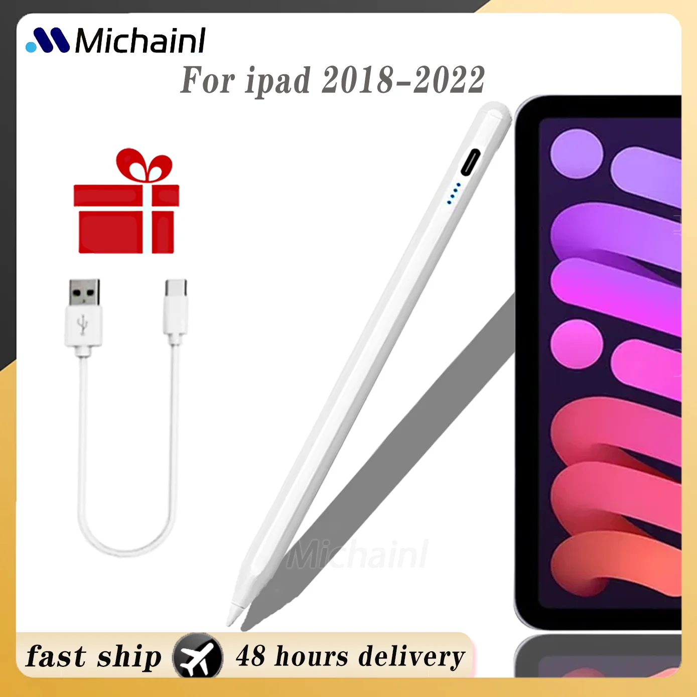 

For iPad Pencil with Palm Rejection Tilt,for Apple Pencil 2 2018-2023 Stylus Pen iPad Pro 11 12.9 Air 4/5 7/8/9/10th mini 5 6