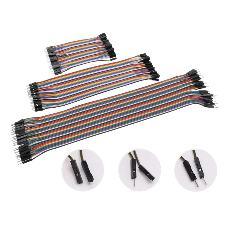 Jumper Wire Kit 40Pin Jumper Wire Pins Male to Male Female to Female Cable 2.54mm for PCB Arduino 10cm 21cm 30cm 40cm