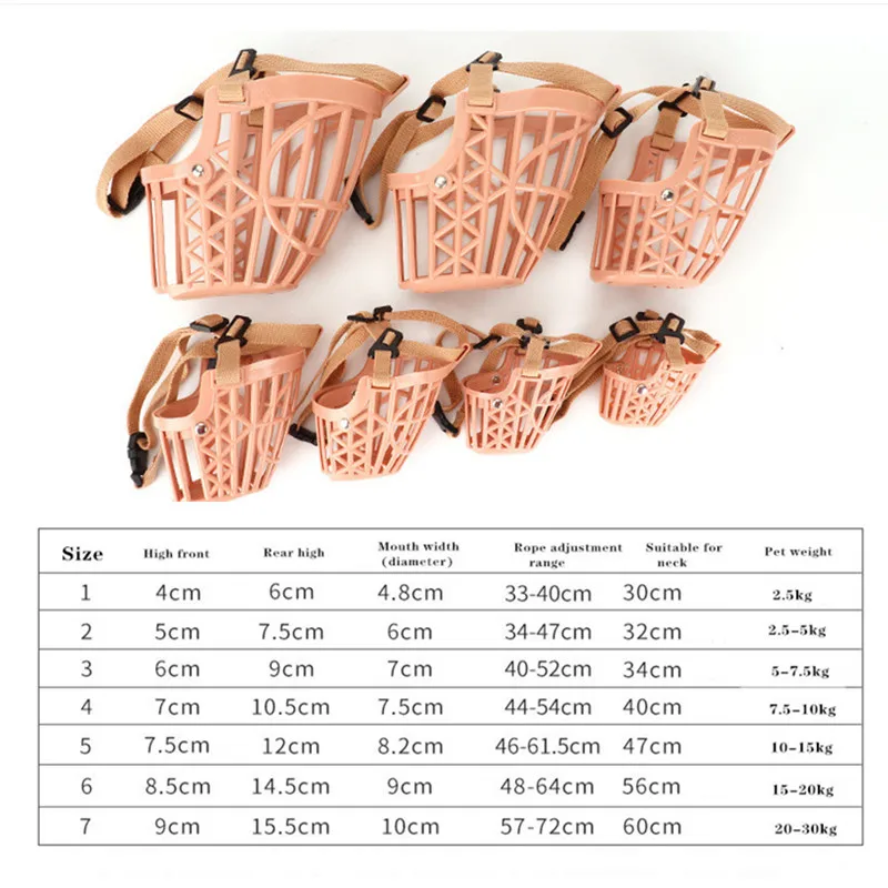 Adjustable Dog Mouth Mask Breathable Anti-Biting Pet Muzzle Cover for Small Medium Large Dogs Pets Accessories XS-XXXL dog muzzle