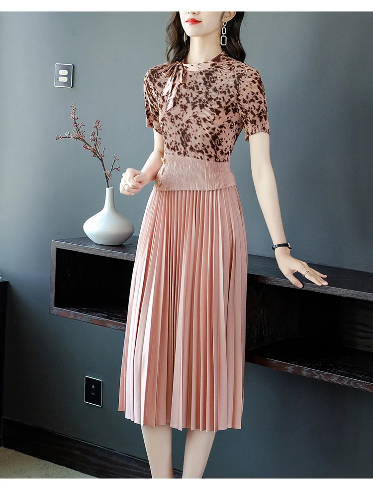 Verão Rosa Floral Retalhos Midi Vestido Plissado Feminino Preto Coreano Vintage Hepburn Vestido 2023 Coreano Elegante Bodycon Vestido de Festa 31 Computers e Electronics