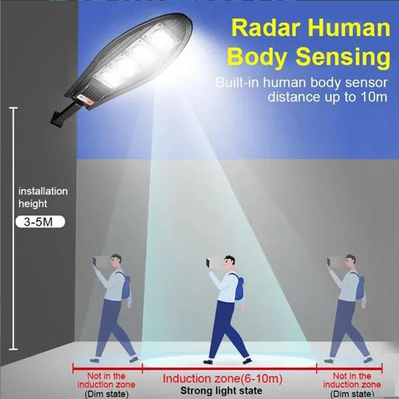 Description Picture 5 of itemSolar Street Lights Outdoor, Solar Lamp With 3 Light Mode Remote Control Waterproof Motion Sensor Lighting for Garden Patio Path