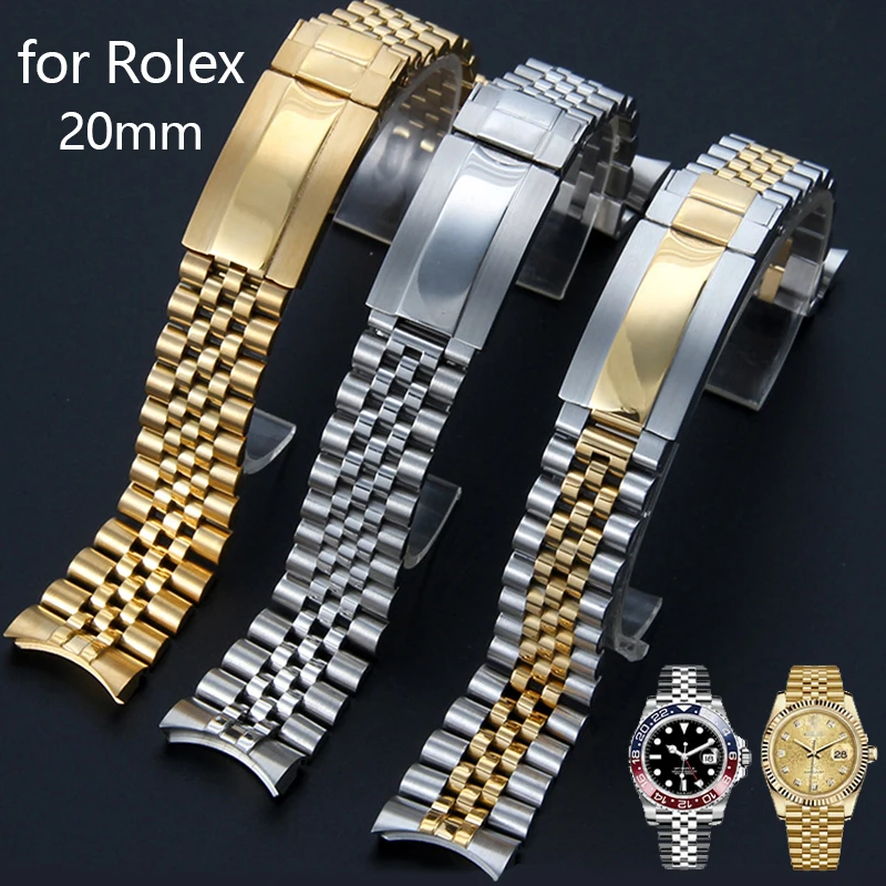 Bracciale In Acciaio Inossidabile Solido Per Rolex Jubilee Cinturino In Metallo Con Estremità Curva 20Mm Uomo Donna Accessorio Per Cinturino Per Orolo