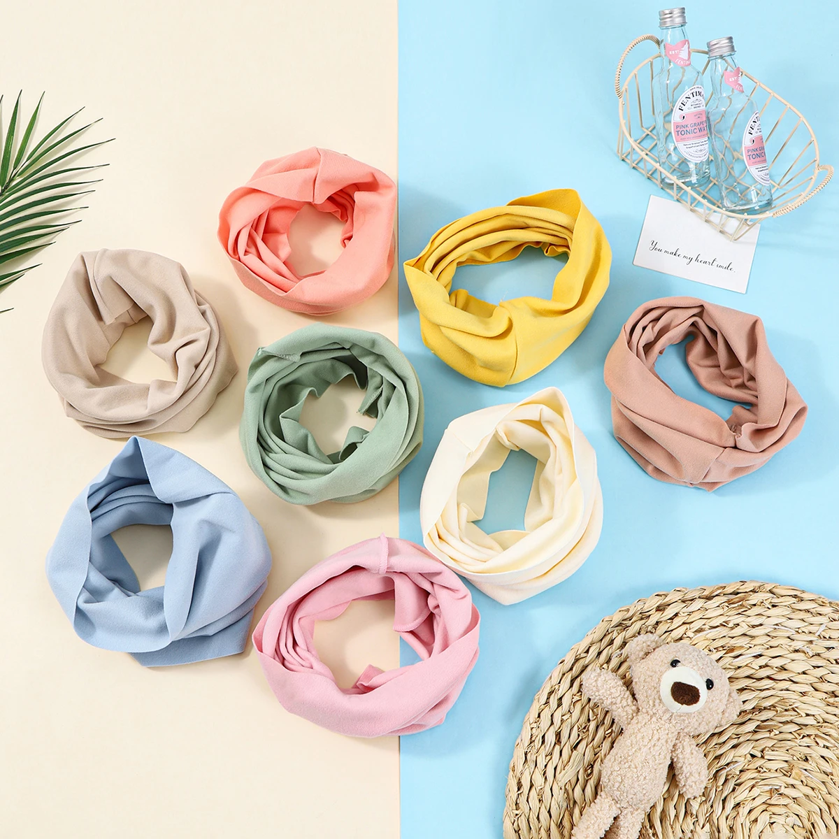 Kids Cotton Scarf Multipurpose O Neck Ring Scarf Solid Print Children Autumn Winter Warm Windproof Scarves For Boys Girls baby scarf