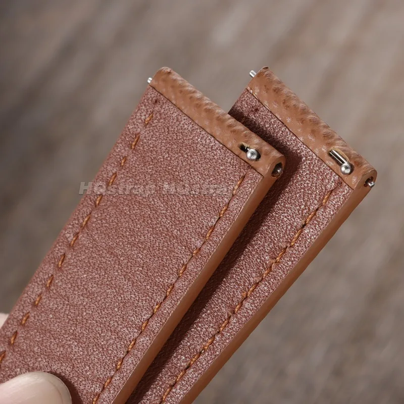 Elegant Genuine Leather Watch Strap - Soft & Comfortable Cowhide Bracelet for Men & Women