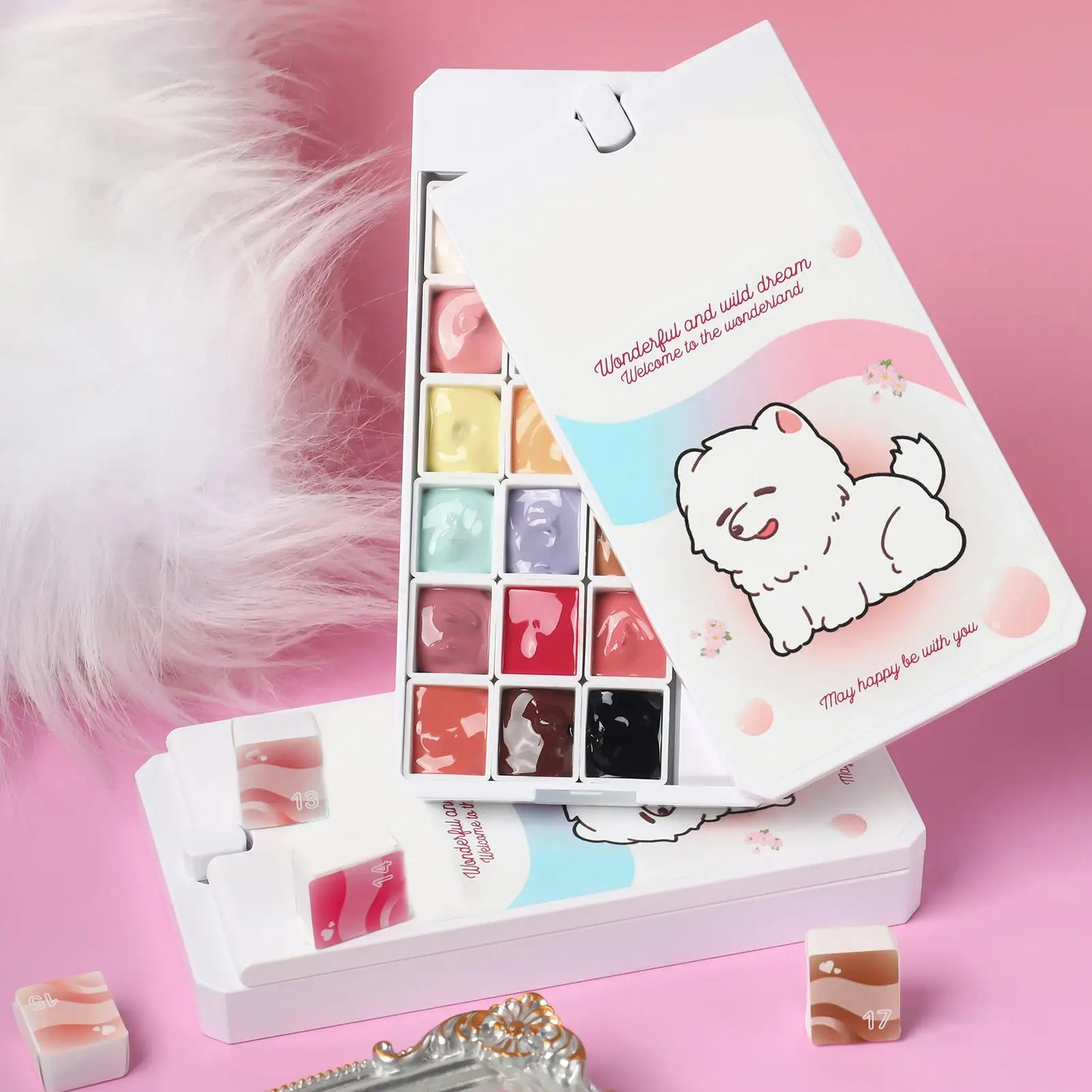 Nuovo Gel per Unghie Effetto Patting 18 Colori Solido e Sfumato, Palette di Gel per Manicure per Donne, Ragazze, Professioniste, Uso Domestico e Salone - immagine 3