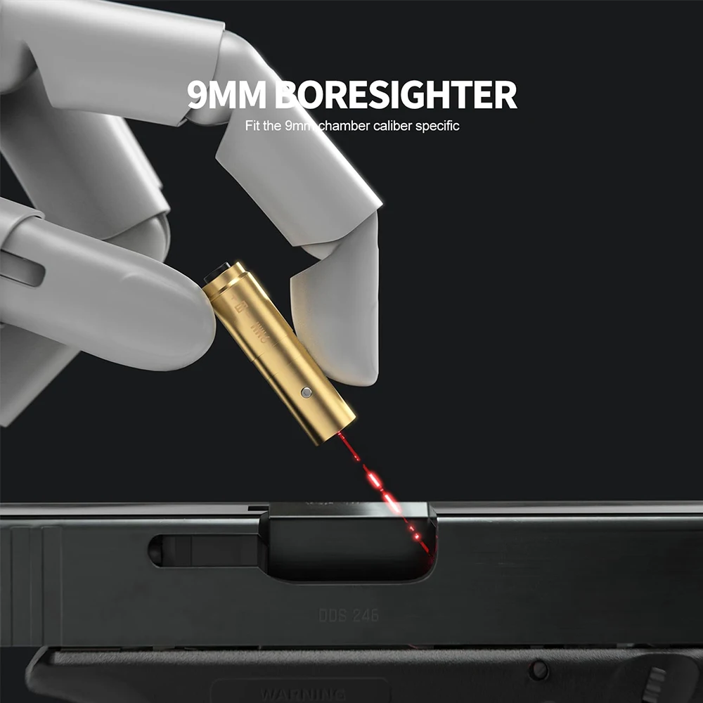 9mm .223Rem Laser Bore Sight Upgrade Switch Design Bore Sight Red Laser Sighter Zeroing Bullet Pointer