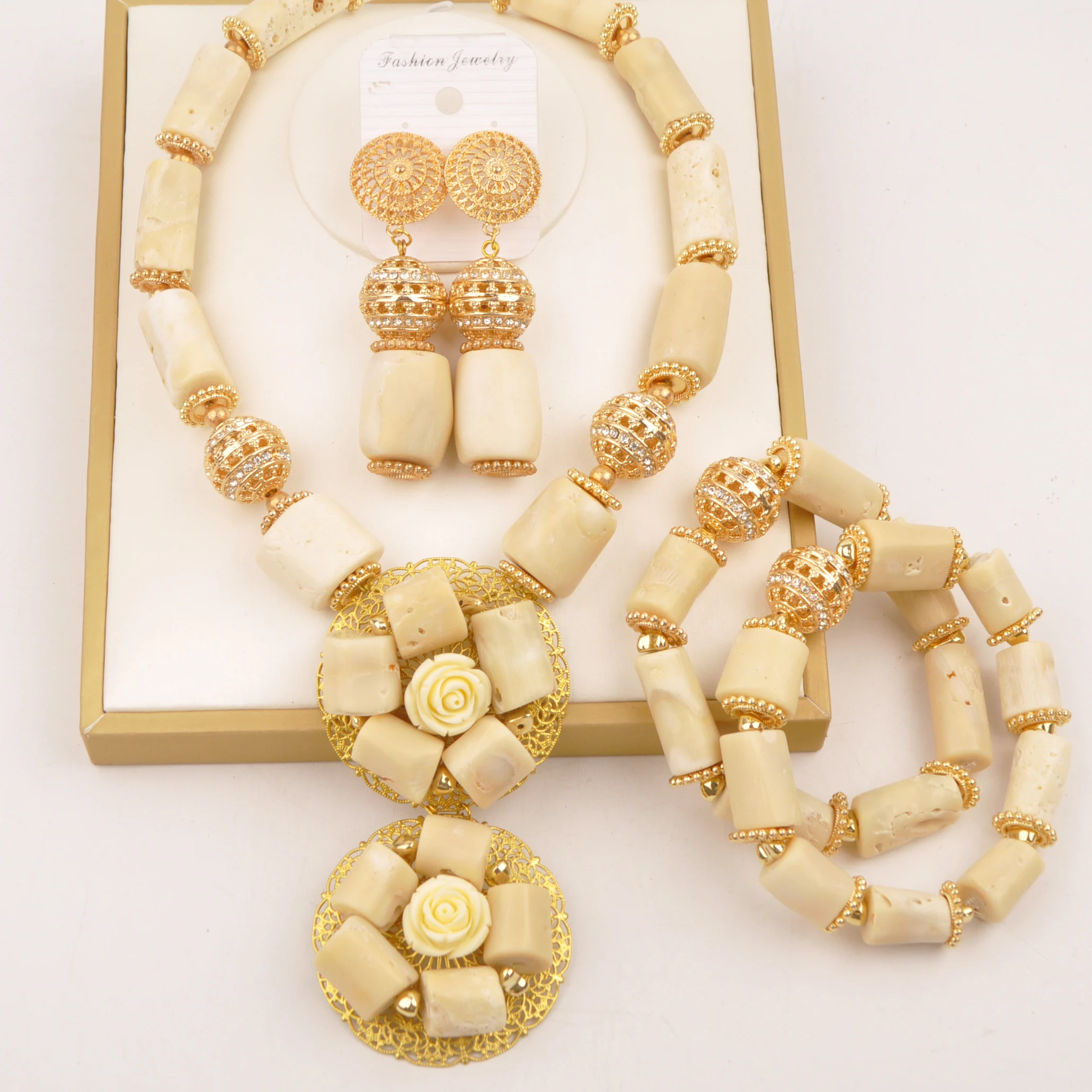 

Nigerian Bride Wedding Jewelry Natural White Coral Bead Necklace African Bridal Jewelry Sets