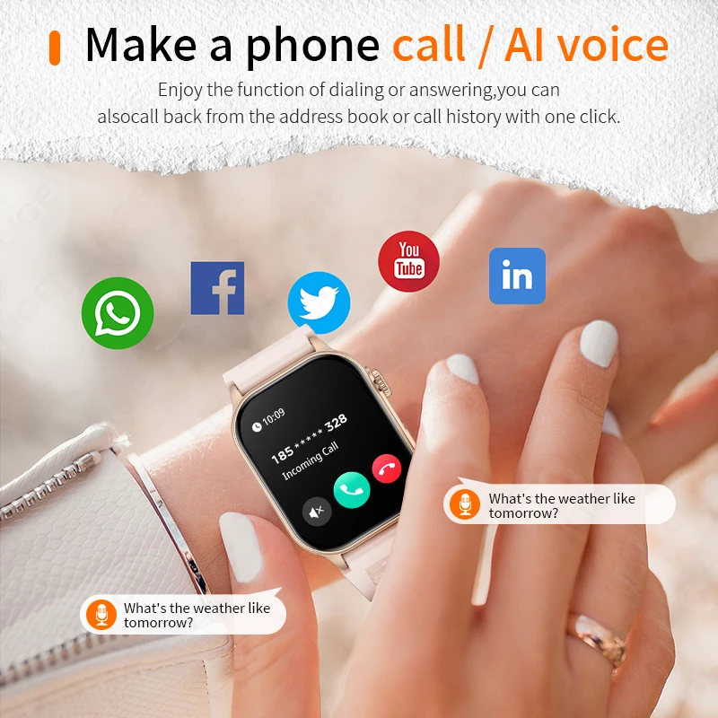 LIGE 2025 New Women Smart Watch Flashlight 2.01” HD Display AI Voice Bluetooth Call Sports Watches Health Monitor Smartwatch Men