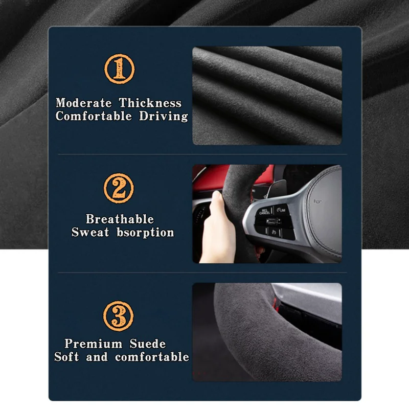 Coprivolante per auto per Mini Cooper R55 R56 R57 R58 R60 R61 F54 F55 F56 F57 F60 Volante personalizzato in pelle scamosciata fai da te - immagine 4