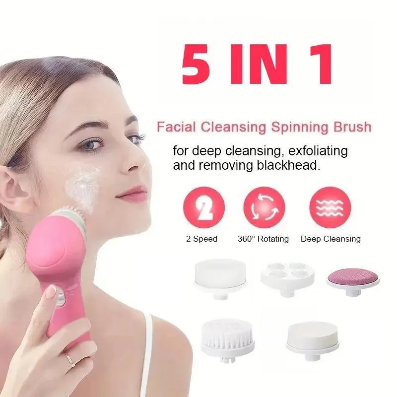 5 In 1 Beauty Massager, Facial Cleansing Brush, Deep Cleansing.Massage Skin, Gentle And Effective Skin Care