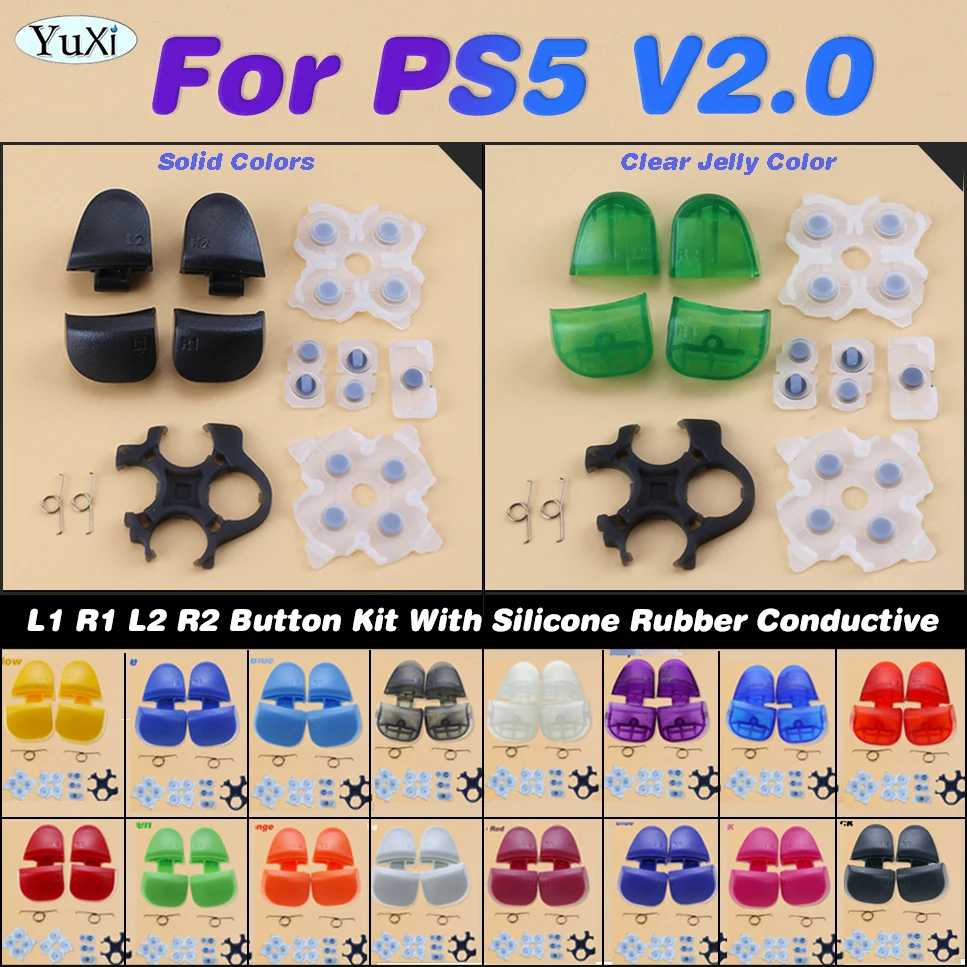 

For PS5 Controller L1 R1 L2 R2 Trigger Buttons & Silicone Rubber Conductive D-pad Keypads Springs For PlayStation 5 V2.0 BDM-020