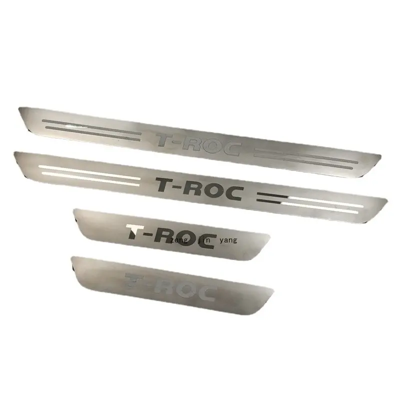 For VW Volkswagen T-ROC Car Door Sill Protection Floor Threshold Scuff Plates Stainless Steel Car Decoration Accessories Chrome car door sill scuff plate