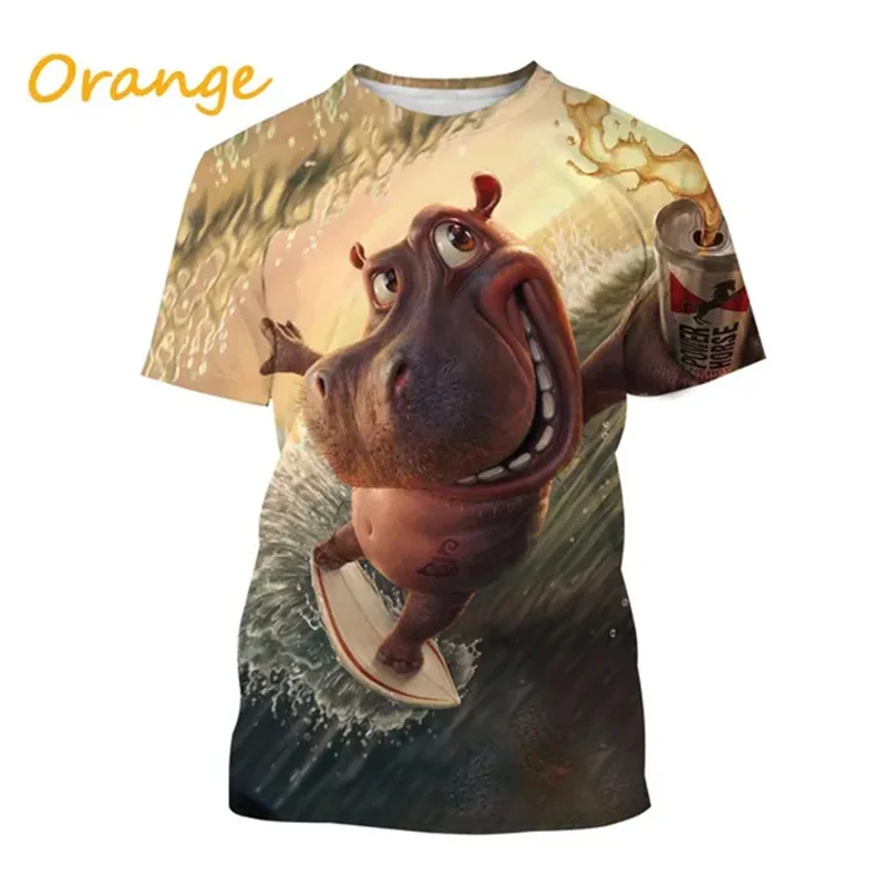 

Men's Harajuku T-shirt 3D Printed Cute Hippopotamus Plus Size T Shirts Fashion Funny Ainmal Graphic Personality Unisex Clothing