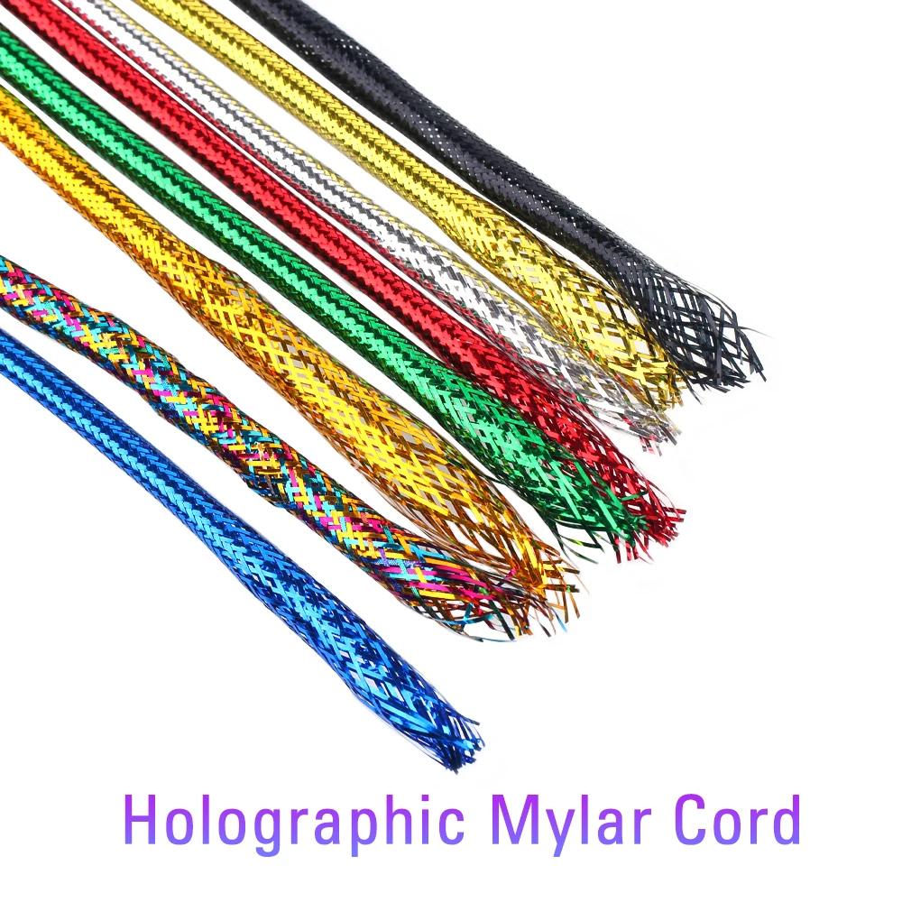 Fishing Lure Fly Tying Thread 2M/Pack 4mm Holographic Mylar Hollow Cord Minnow Body Braid Flash Tube for Fly Fishing