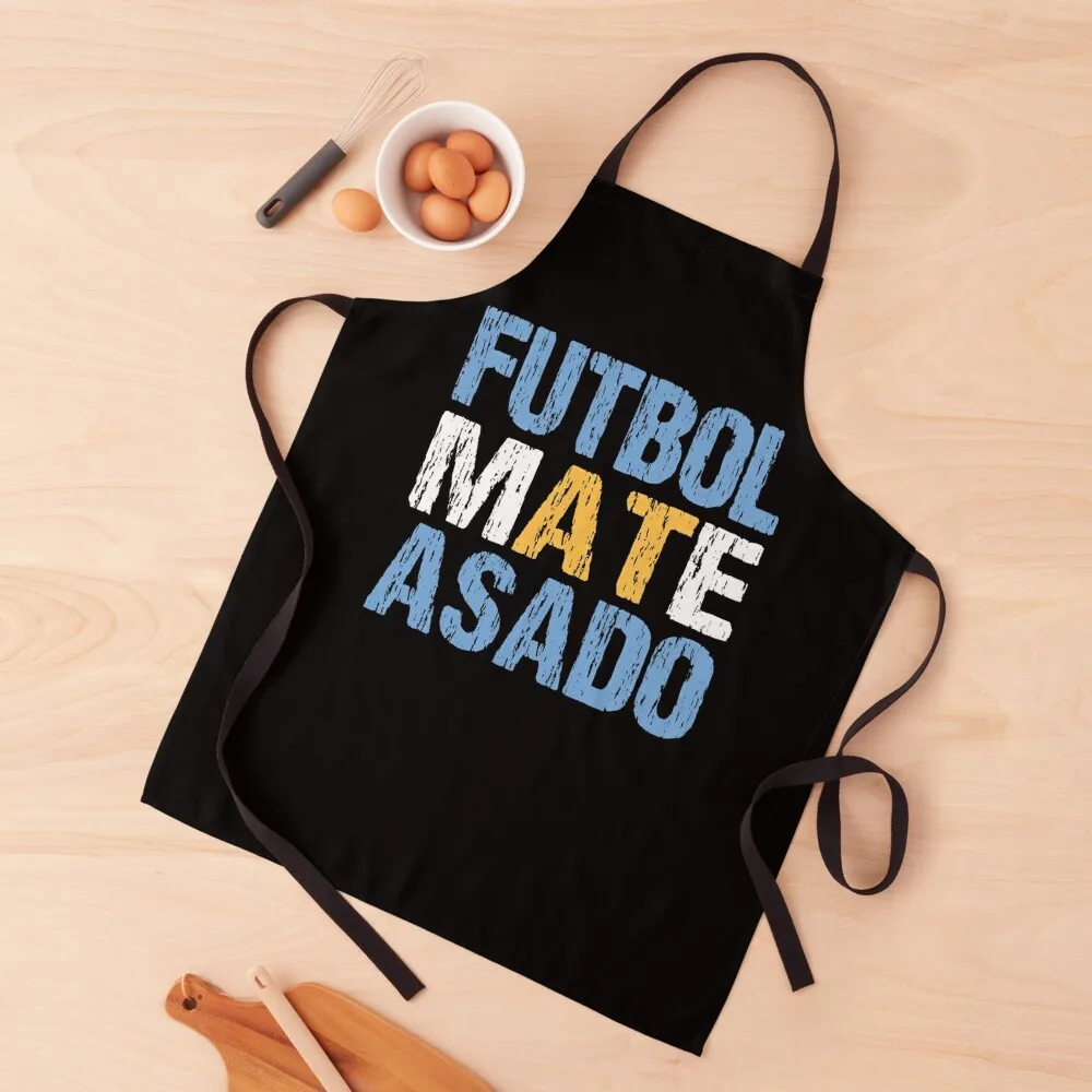 Futbol Mate Asado Argentinian Flag Argentina Distressed Apron For Nail Stylist kitchen girl Apron