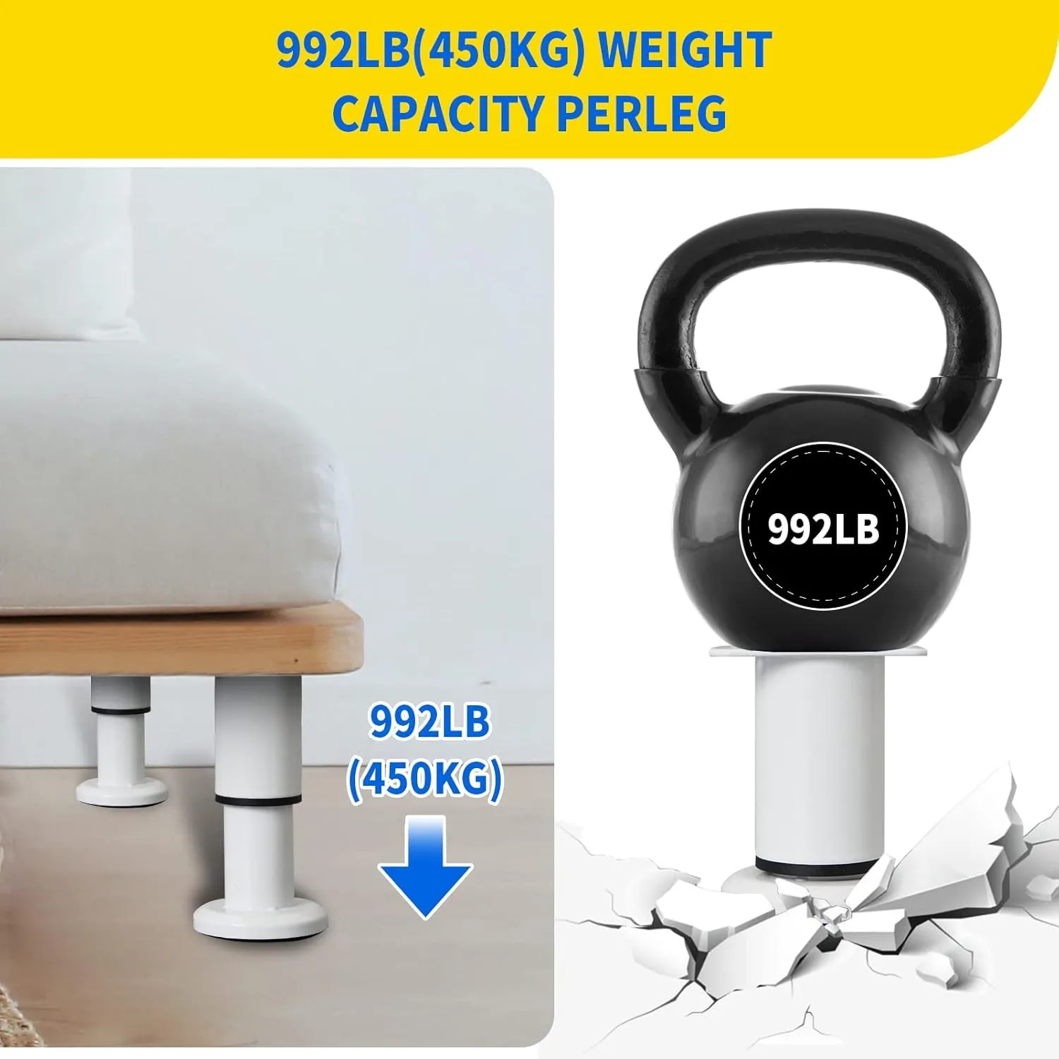 Set of 4 Adjustable Heavy-Duty Furniture Replacement Legs