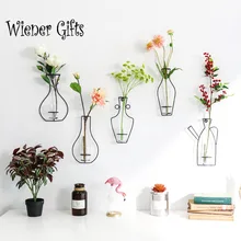 Creaive Homeart Nordic Style Iron Frame Vase Wall Hanging Plant Dried Flower Racks Bottle DIY Creative Decorative Shelves