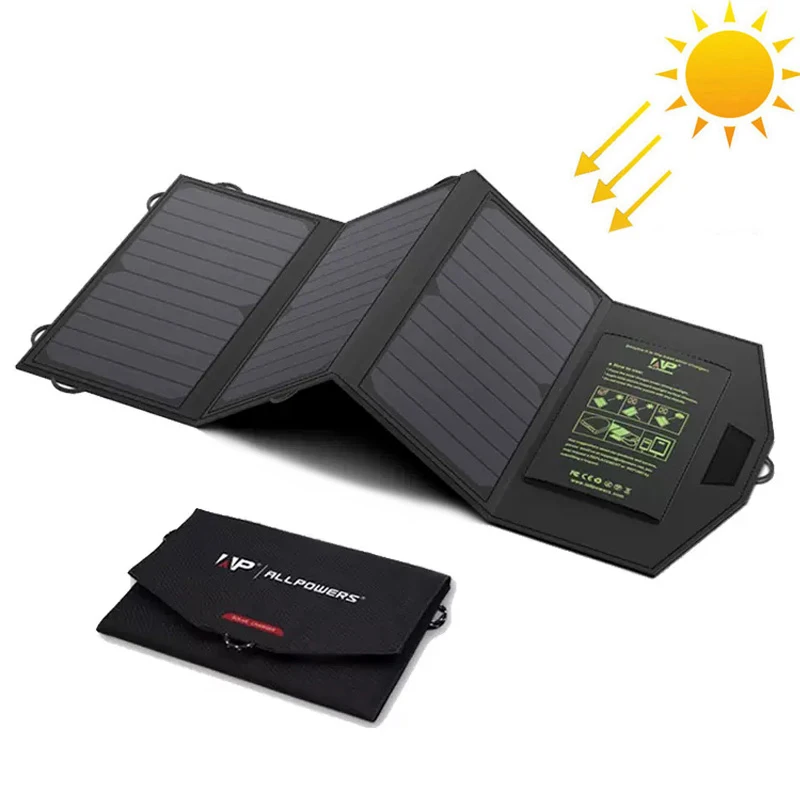 ALLPOWERS-Carregador de Painel Solar Atualizado, Caixa Impermeável Dual USB, Carregamento para iPhone X, Xr, Xs Max, 11, 12, 13, 14, 15 Pro, iPad, etc