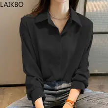 

Summer clothes for women blouses button up shirt long sleeve top chiffon shirt black shirt collared baggy shirts women Casual