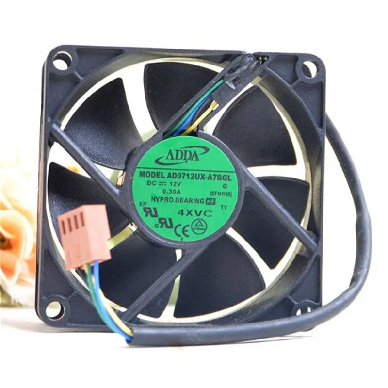 Original 70*70*25 AD0712UXA7BGL DC12V 0.30A PWM four line intelligent temperature control