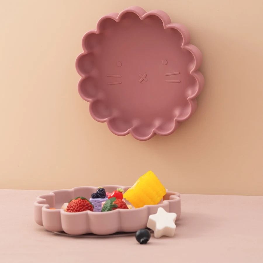 Silicone Baby Dishes Cartoon Lion Shape Baby Plate BPA Free Tableware Feeding Training Stuff 1PC