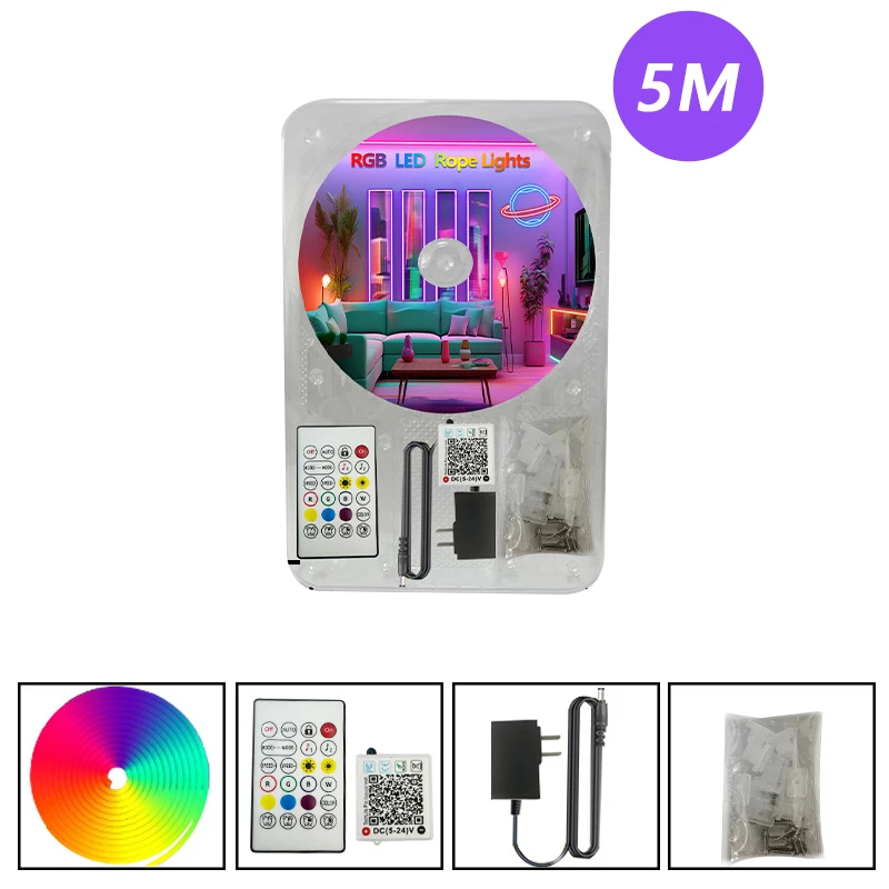 ตัวเลือกสินค้า LED Strip 24V นีออนไฟ RGB ปรับแต่งได้ ยาว 5/10/20/30 เมตร กันน้ำ IP67