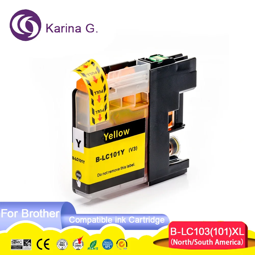 10PCS Compatible for LC101 LC103 Ink Cartridge Suit for Printer MFC-J285DW J450