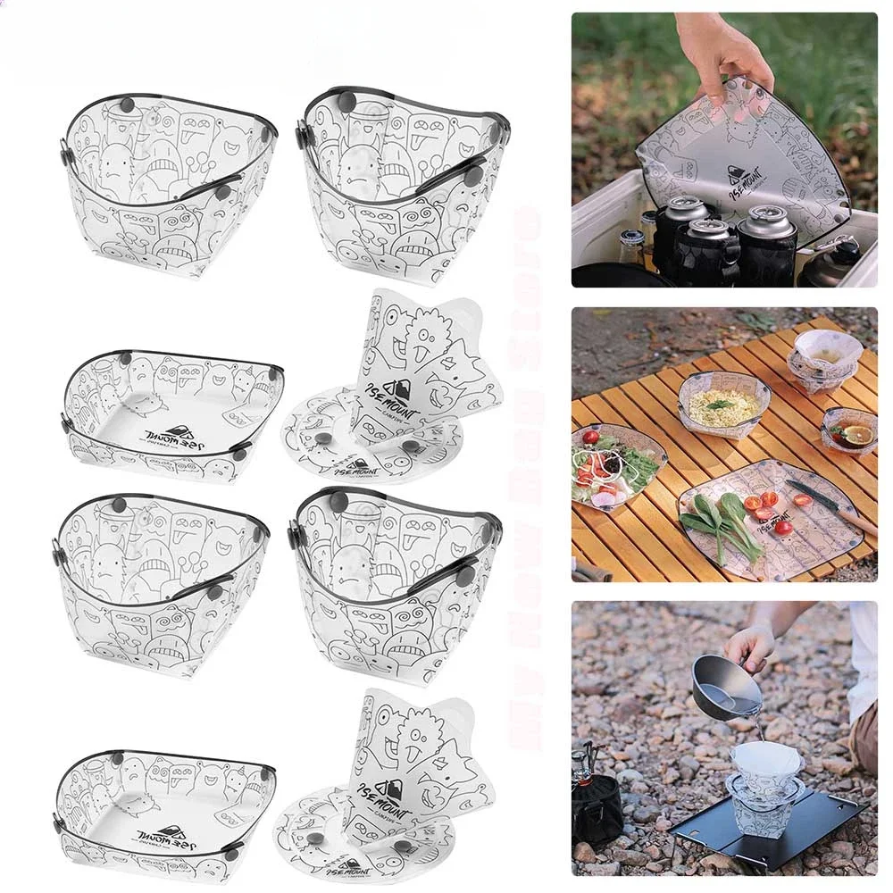 Portable Tableware 1-2PCS Portable Foldable Camping Tableware Lightweight Folding Bowl Plate Cup Filter Travel Chopping Board Food-Grade