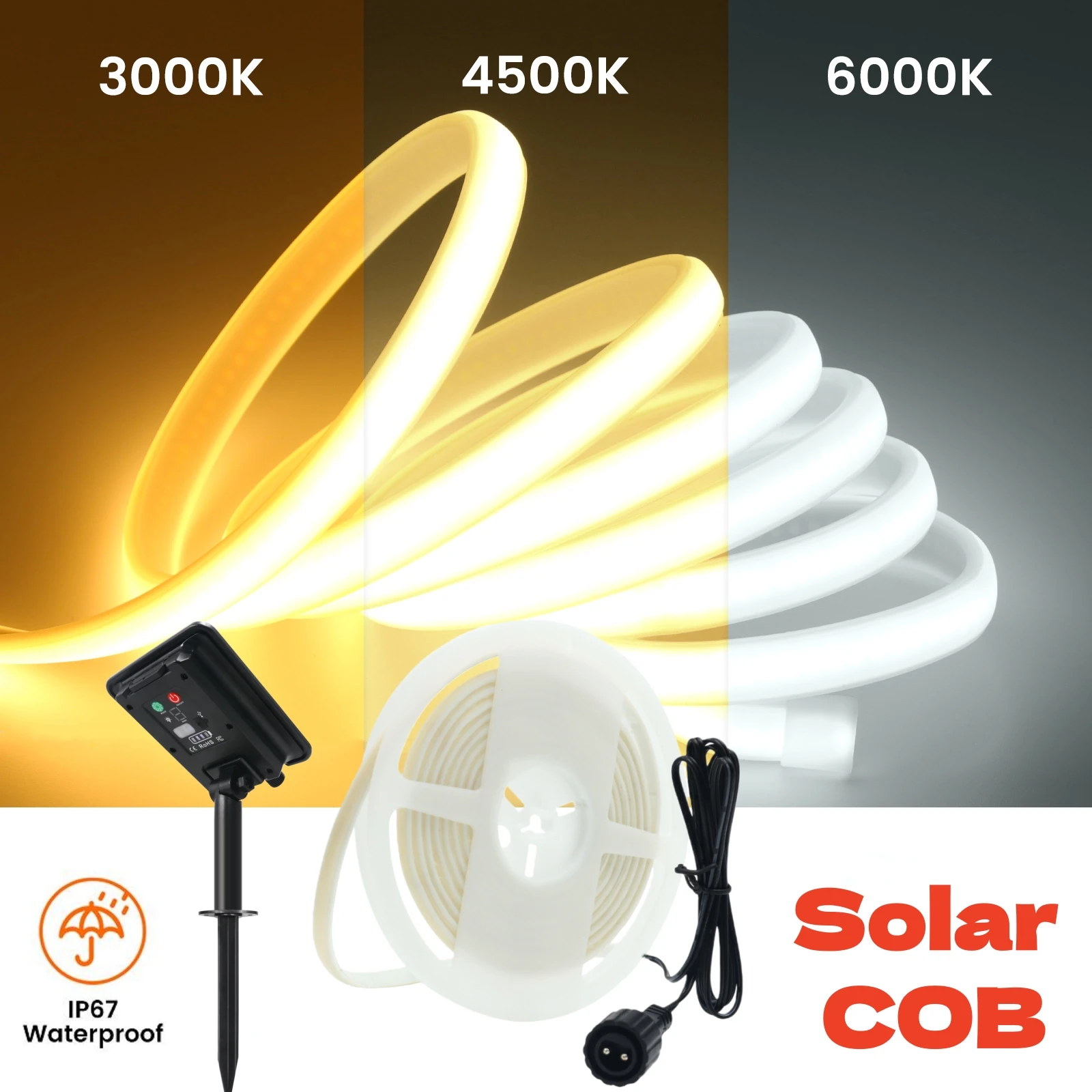 รูปสินค้า ไฟโซลาร์ COB ยืดหยุ่น กันน้ำ IP67 สำหรับสวน