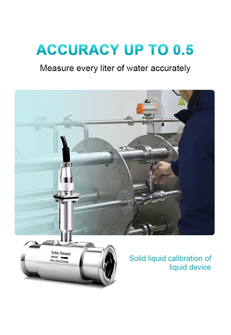 Pulse Turbine Flowmeter Female Thread Connection Diesel Milk Alcohol Methanol W