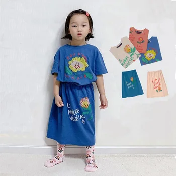 Set di abbigliamento per ragazza T-shirt a maniche corte per bambini + gonna 2 pezzi Costume per bambini per vestiti per bambini 2023 Abiti estivi