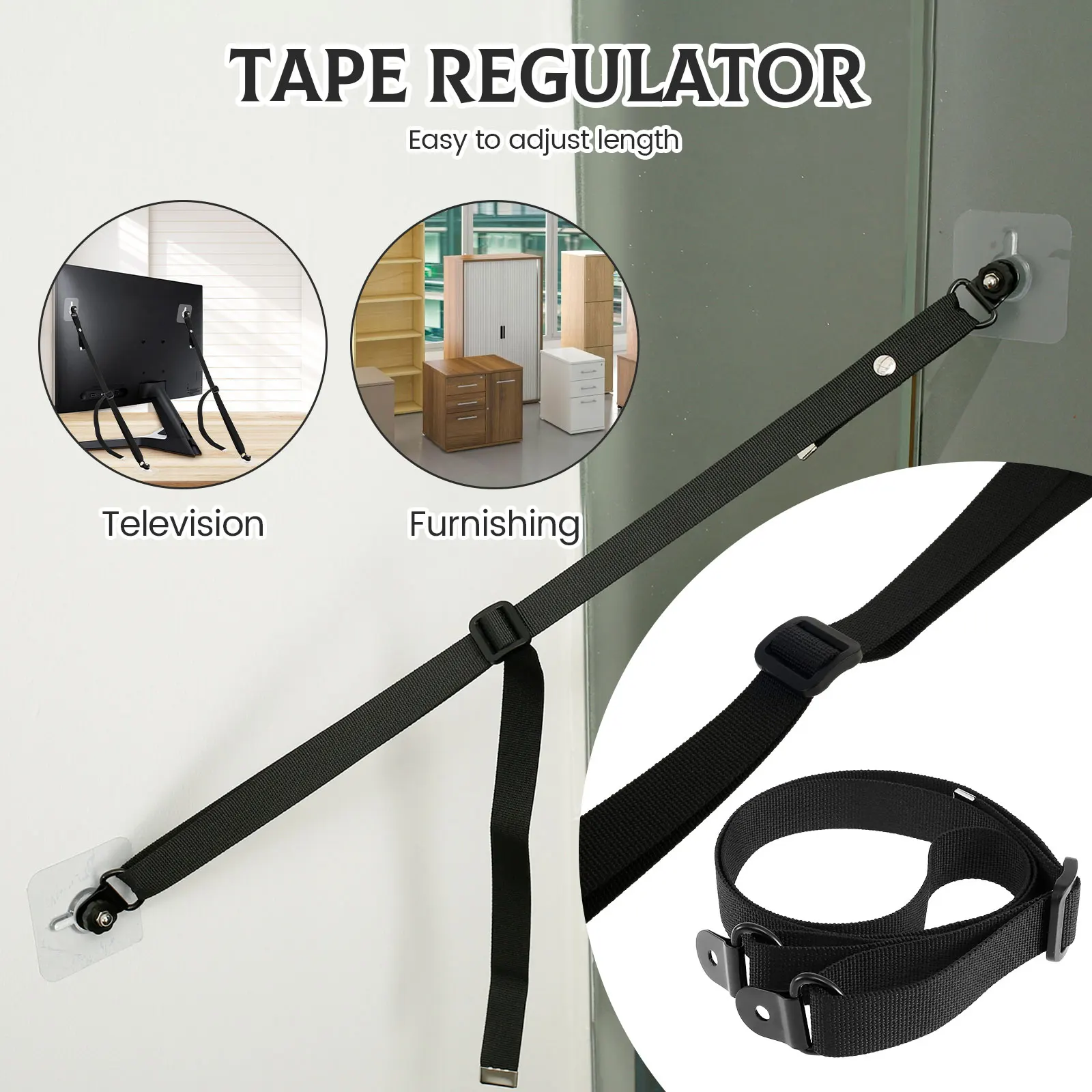 8PCS/4PCS Adjustable 5-35inch TV Safety Straps No-Drill Adhesive Anti-Tip Furniture Wall Anchors for Baby Proofing Cabinet Stand