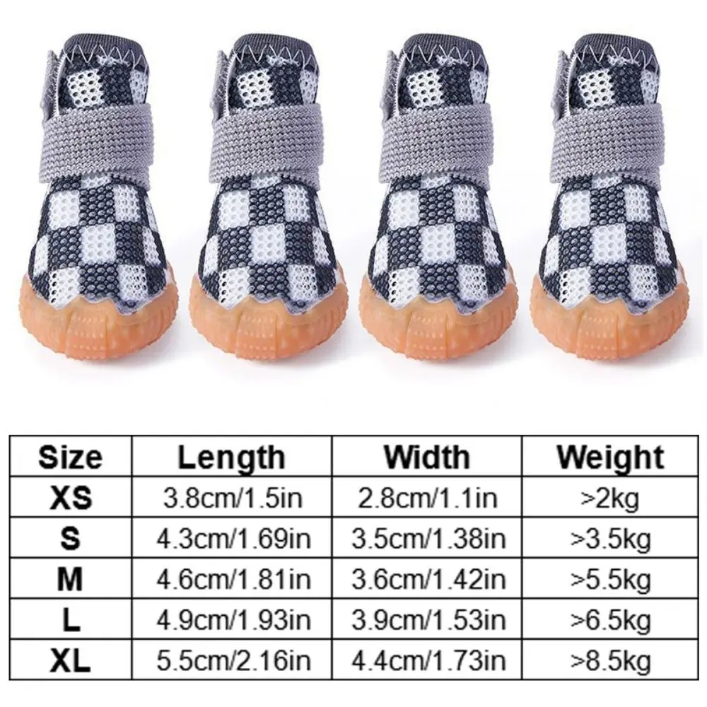 4pcs/set Anti-skid Breathable Pet Dog Shoes Soft Breathable Puppy Mesh Shoes Wear-resistant Sandwich Mesh Hollow Dog Boots images - 6