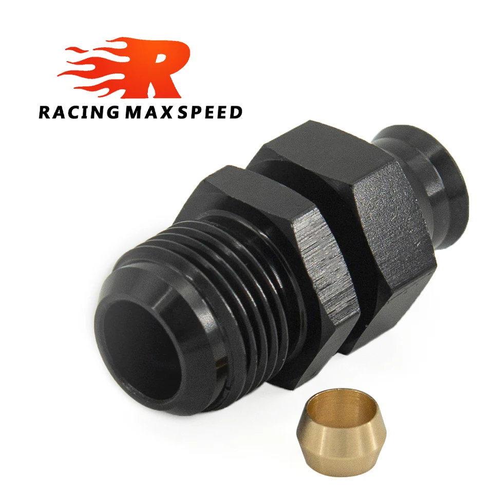 KRD Performance – Adattatore A T Per Paratia 4AN Maschio In Alluminio Nero – Raccordo AN4 Per Carburante – Con Dado Femmina