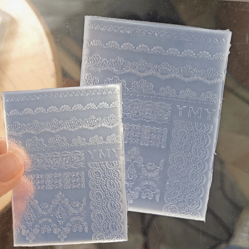 3D 레이스 리본 디자인 실리콘 네일 몰드 화이트 섹시 로맨틱 꽃 바다 조개 레..