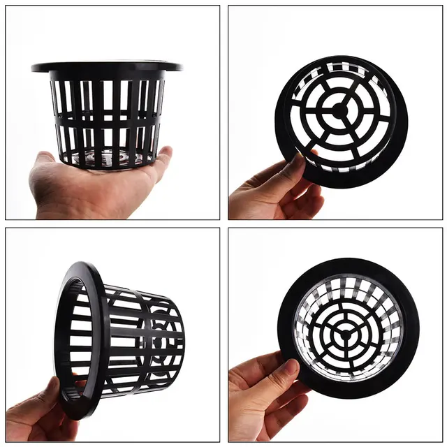 50Pcs Black White Soilless Mesh Plant Grow Pot， Net Basket Holder Vegetable Nursery Cup tray Sponge Hydroponic Colonization Pots 4
