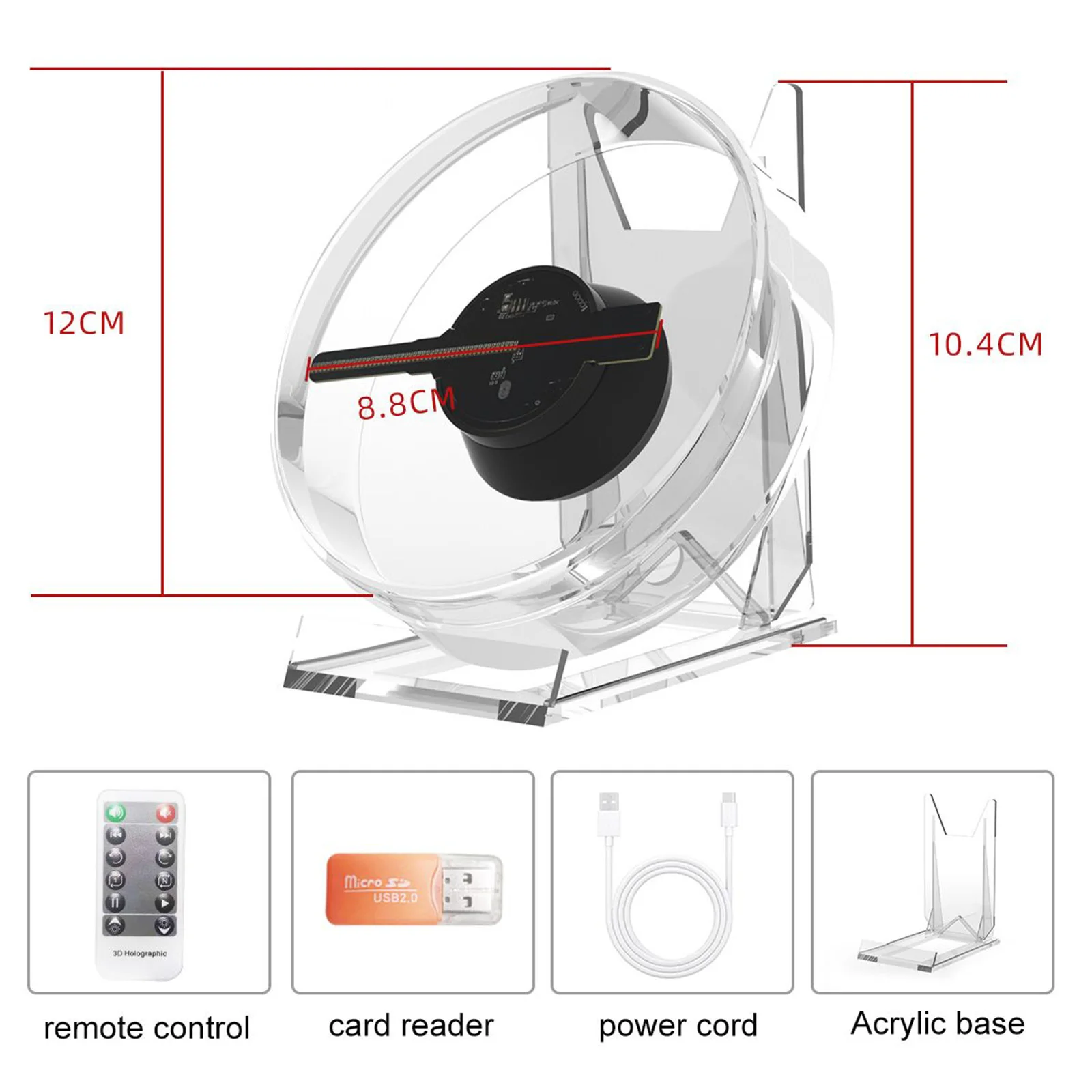 3D Holograma Projetor Fan, Sinal LED, Holográfico Lâmpada Player, Controle Remoto, Publicidade Display Machine, Presentes de Natal