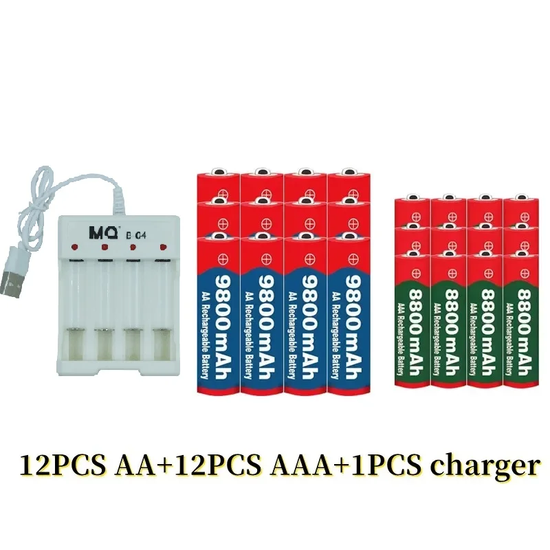 Новинка, перезаряжаемый никель-водородный аккумулятор 1,5 в AA9800mAh + AAA8800mAh + USBcharger 1,5 V, используется для электронных игрушек, батарей для камеры (art.: 3920c73bbfd4d) - 3920c73bbfd4d