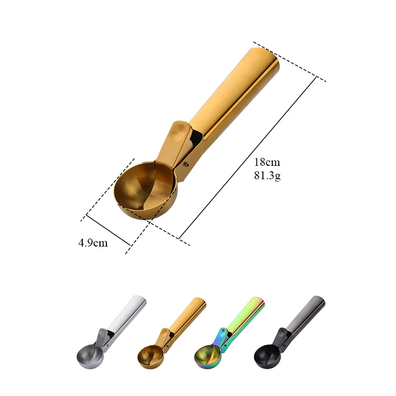 Ice Cream Scoops Stacks Stainless Steel Ice Cream Digger Non-Stick Fruit Ball Maker Watermelon Spoon Tool 1/2PCS ice cream scoop,ice shovel scoop,ice cube scoop