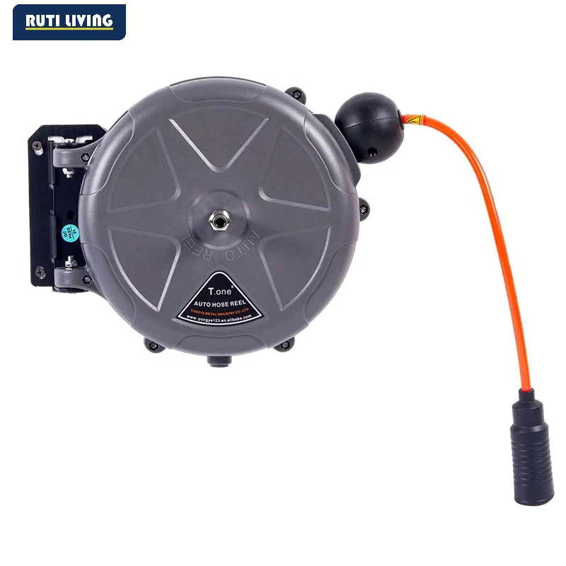 10m 자동 되감기 에어 호스 릴(180도 회전) °   회전식 브래킷 벽걸이형 및..