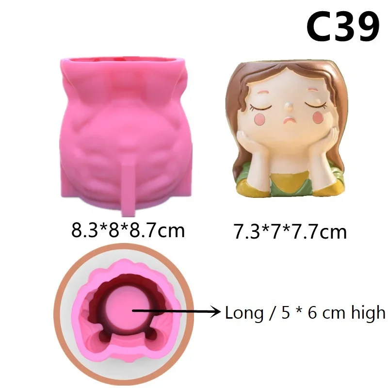 Lovely Princess Girl Seaweed 3D Creative Pen Holder Flower Pot Silicone Mold Scented Candle Food Grade Cake Decoration DIY Tool