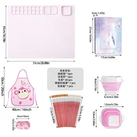 Children Drawing Toys Silicone Painting Mat Set for Children's Day Gift Montessori Graffiti Mat Washable Watercolor Palette Set 5