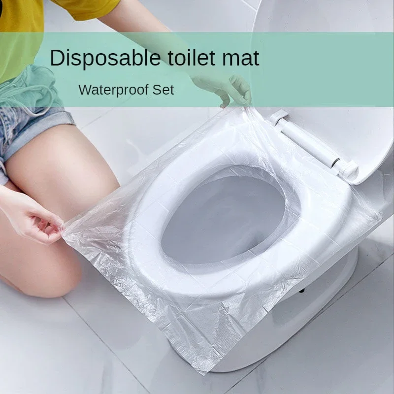 Disposable Plastic Toilet Seat Cover Waterproof Non Slip Individually Wrapped Toilet Seat Protectors 50Pcs
