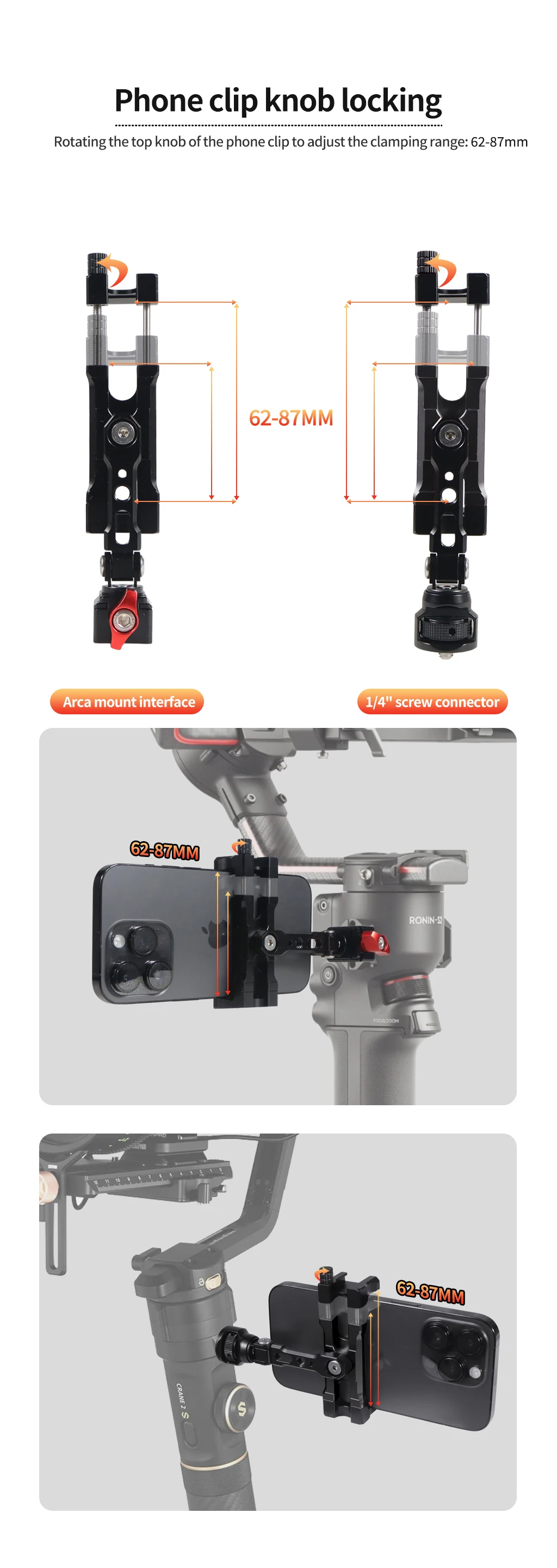 Description Picture 6 of itemNATO Rail Clamp Mobile Holder Cold Shoe Mount Clip for Smartphone Camera Cage Rig for DJI Gimbal RS3 RS4 Monitor Tripod Bracket